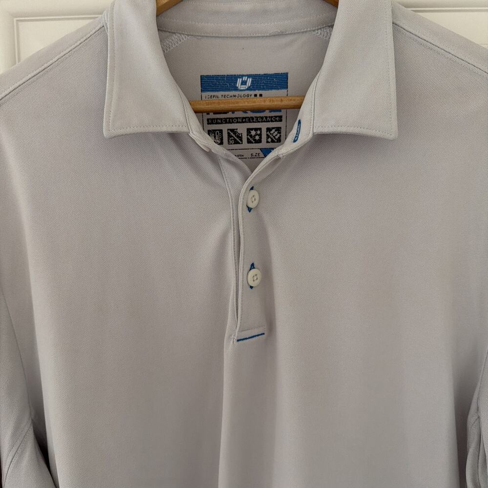IBKUL Wicking UPF 50 Long Sleeve XL Polo Shirt Golf Outdoor Light Gray Platinum